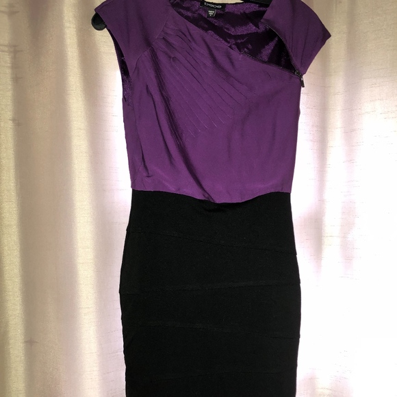 bebe Dresses & Skirts - Bebe Purple/Black Zipper Top Dress - S